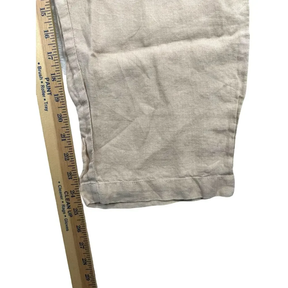 Quince 100% European Linen Pants S Driftwood Tan Pull On 25